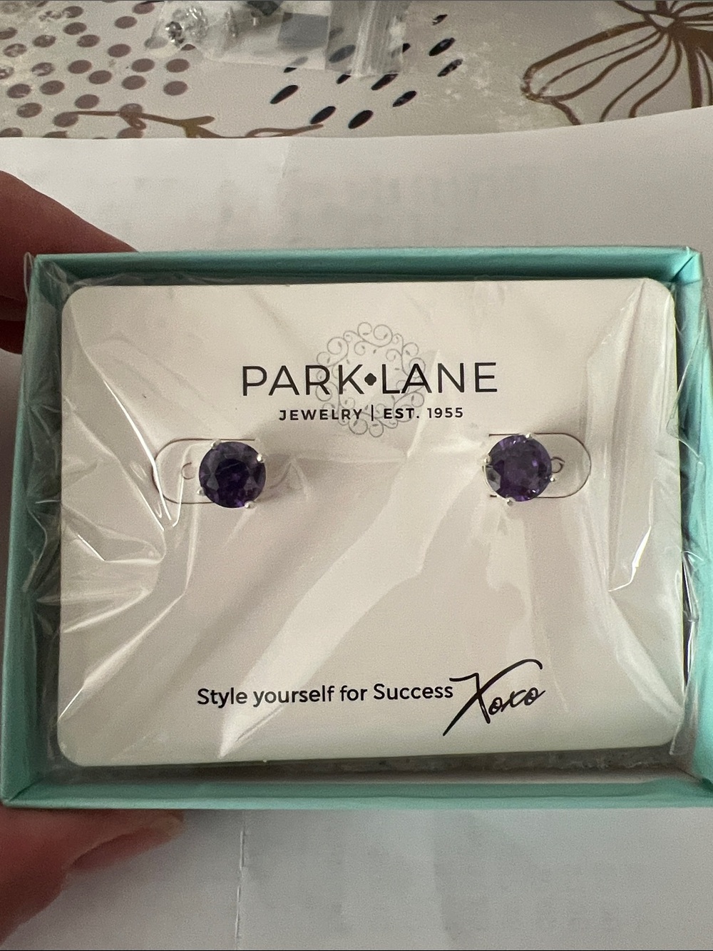 Park Lane Amethyst-Tone Round Stud Earrings